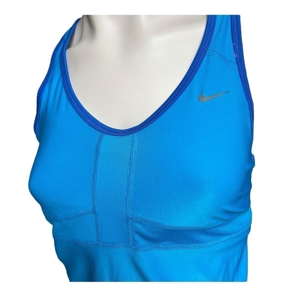 Nike Dri Fit Dedication Tank Top Blue Shelf Bra Support Racer Back Women M - Picture 4 of 6